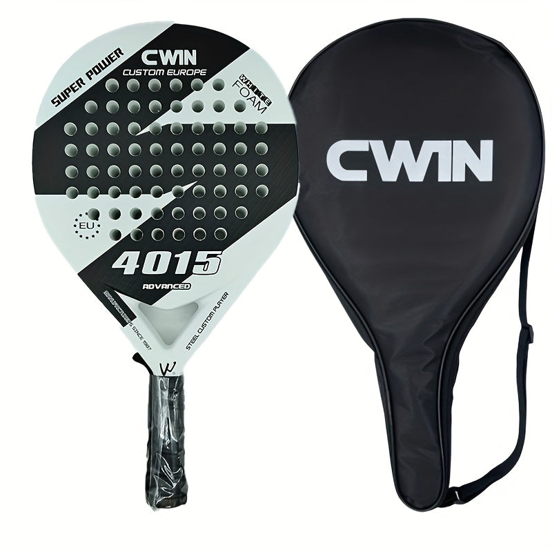 Raqueta de padel CWIN hecha de fibra de carbono con cara de EVA suave, completa con una bolsa para paleta