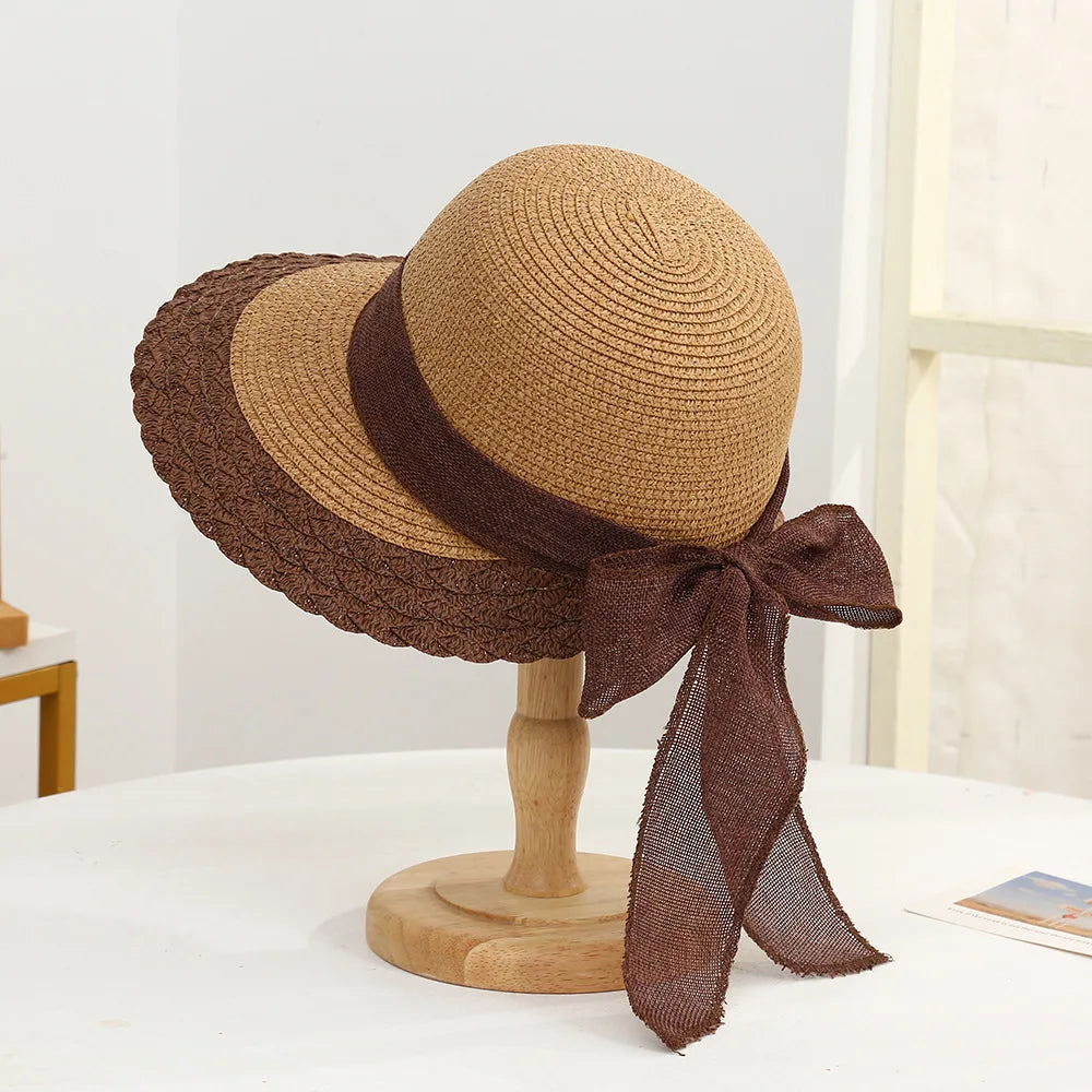 Sombrero de paja bohemio con lazo — detalle de encaje