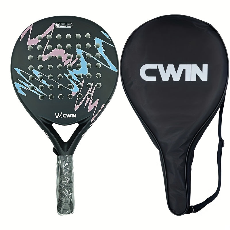 Raqueta de padel CWIN hecha de fibra de carbono con cara de EVA suave, completa con una bolsa para paleta