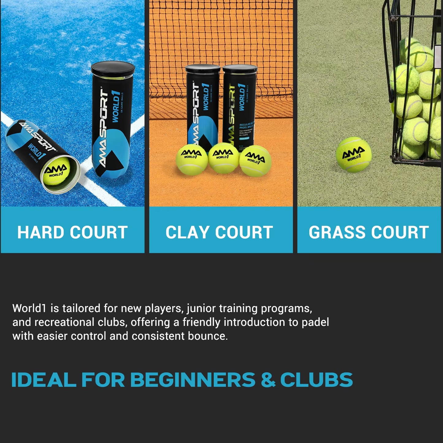 World Padel Balls 1Can 3 Balls–Optimal Bounce Padel Balls for Professional and Amateur Players Tennis Ball