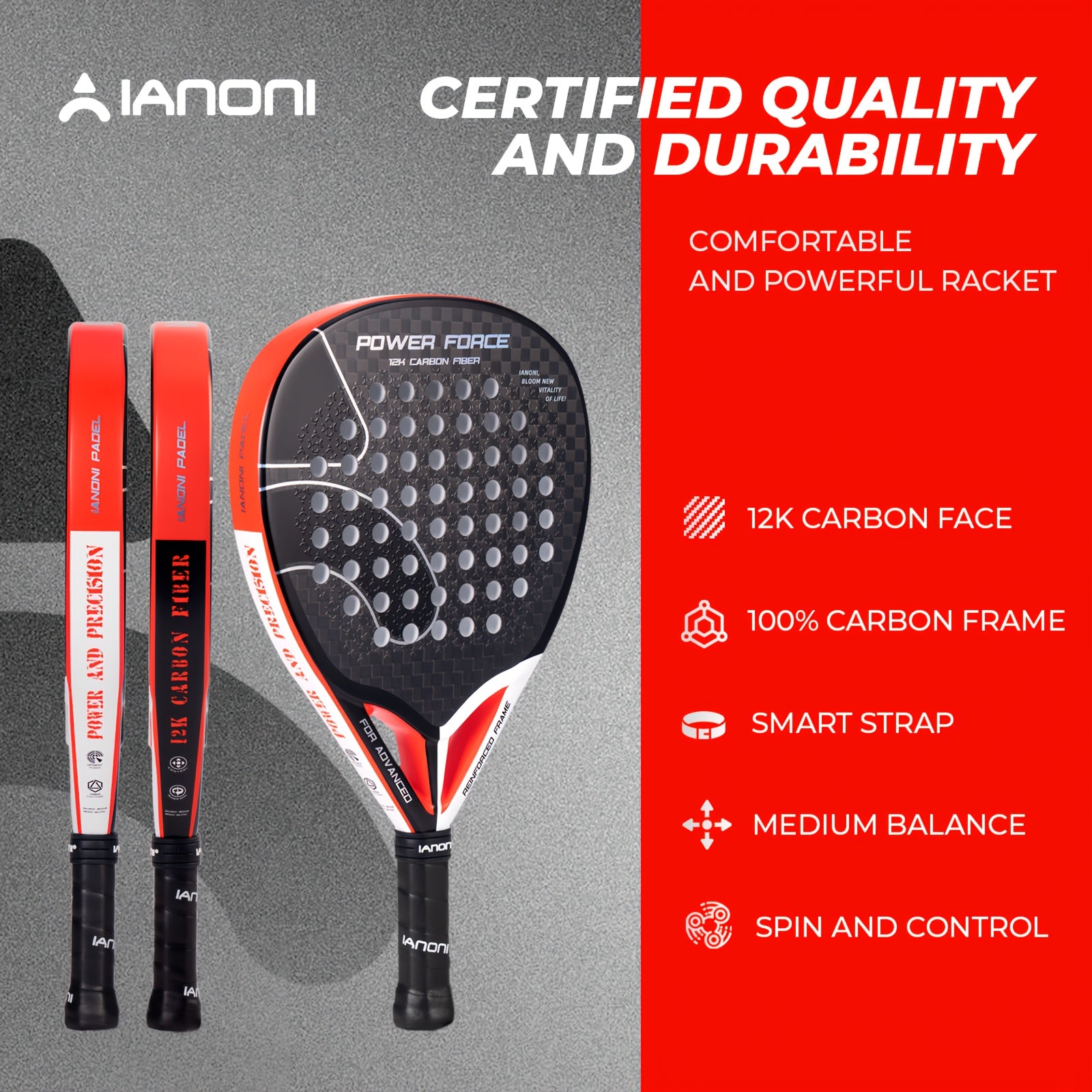 Raqueta de pádel IANONI 12K Carbon