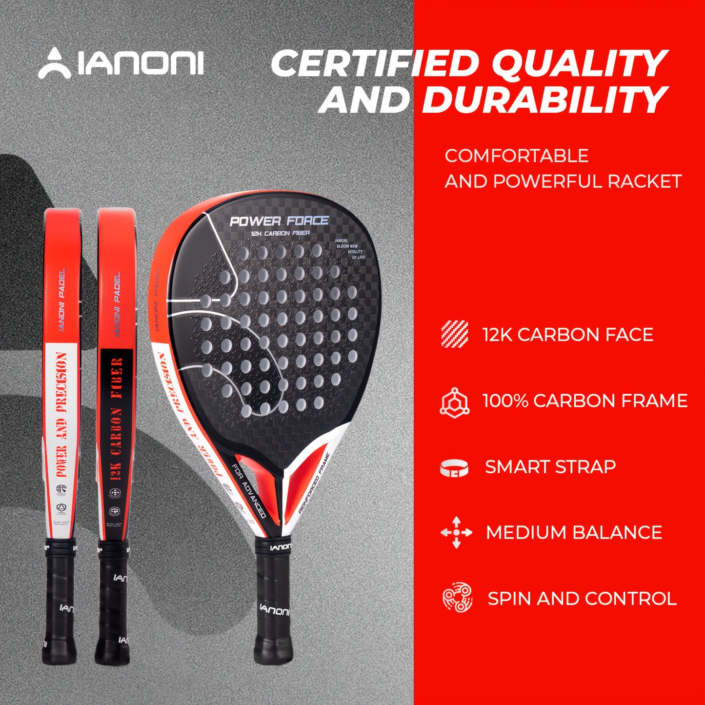 Raqueta de pádel IANONI 12K Carbon