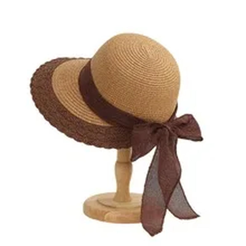 Sombrero de paja bohemio con lazo — protección solar en playa