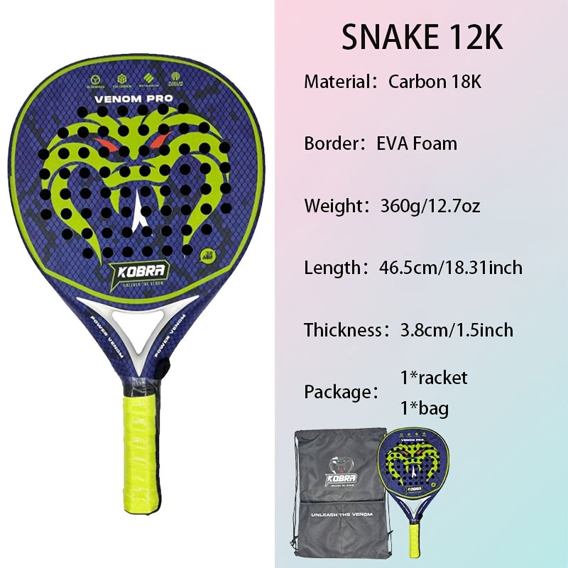 KOBRA VENOM PRO – Raqueta de pádel 12K Carbon para entrenamientos profesionales