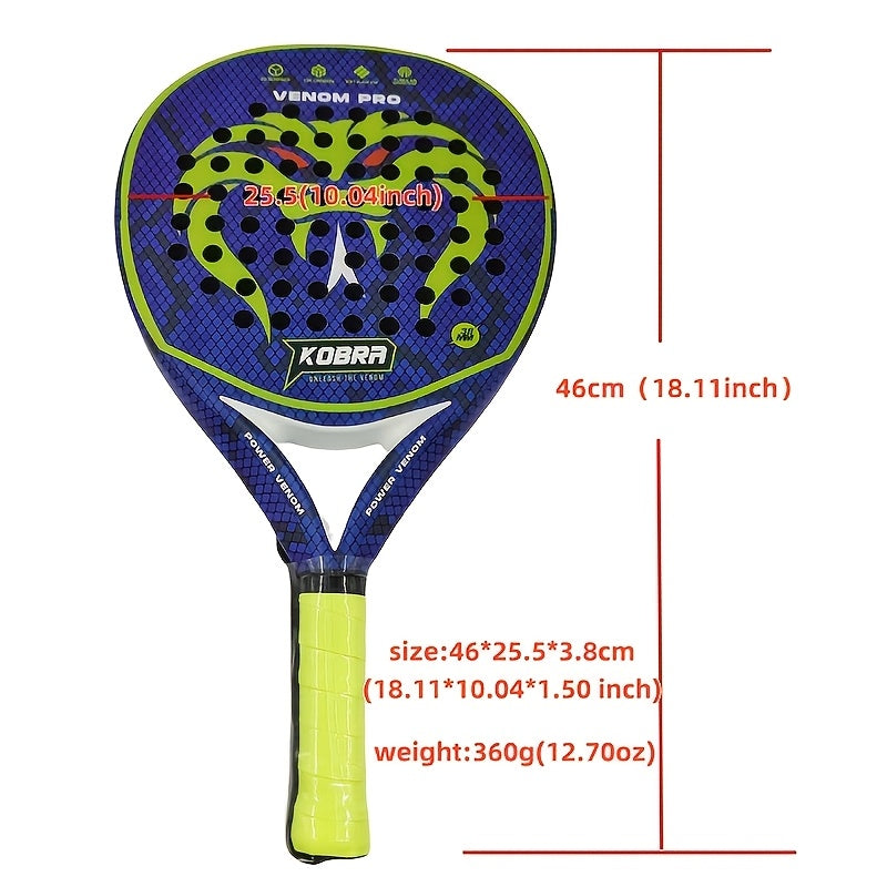 KOBRA VENOM PRO – Raqueta de pádel 12K Carbon para entrenamientos profesionales