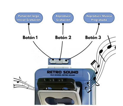Mini Cassette Retro Musical - dimensiones