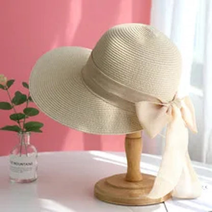 Sombrero de paja bohemio con lazo — vista frontal