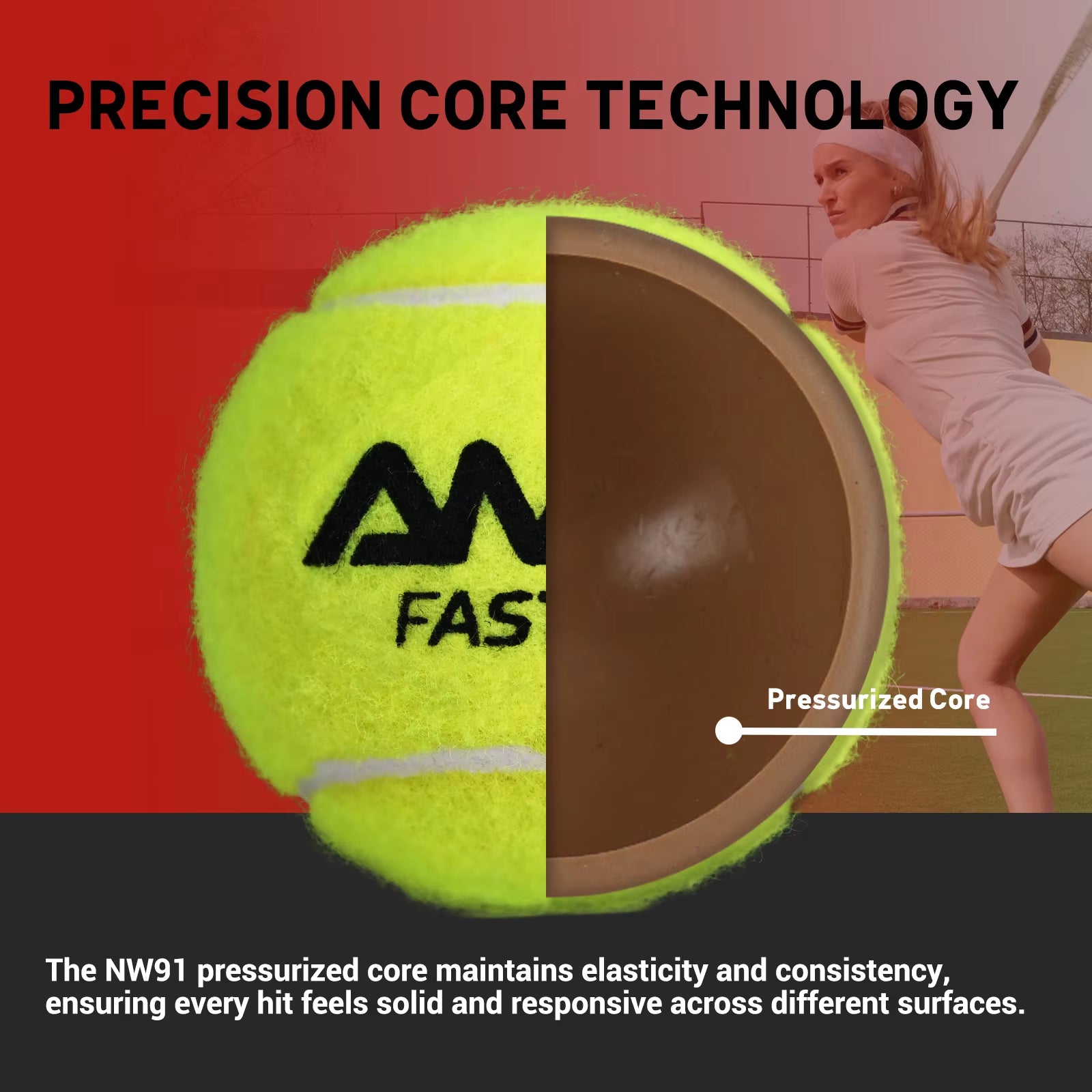 AMASPORT Padel Balls 10% Wool Felt Cover Durable Construction for Faster Play High Quality Sports Equipment Padel Accessories